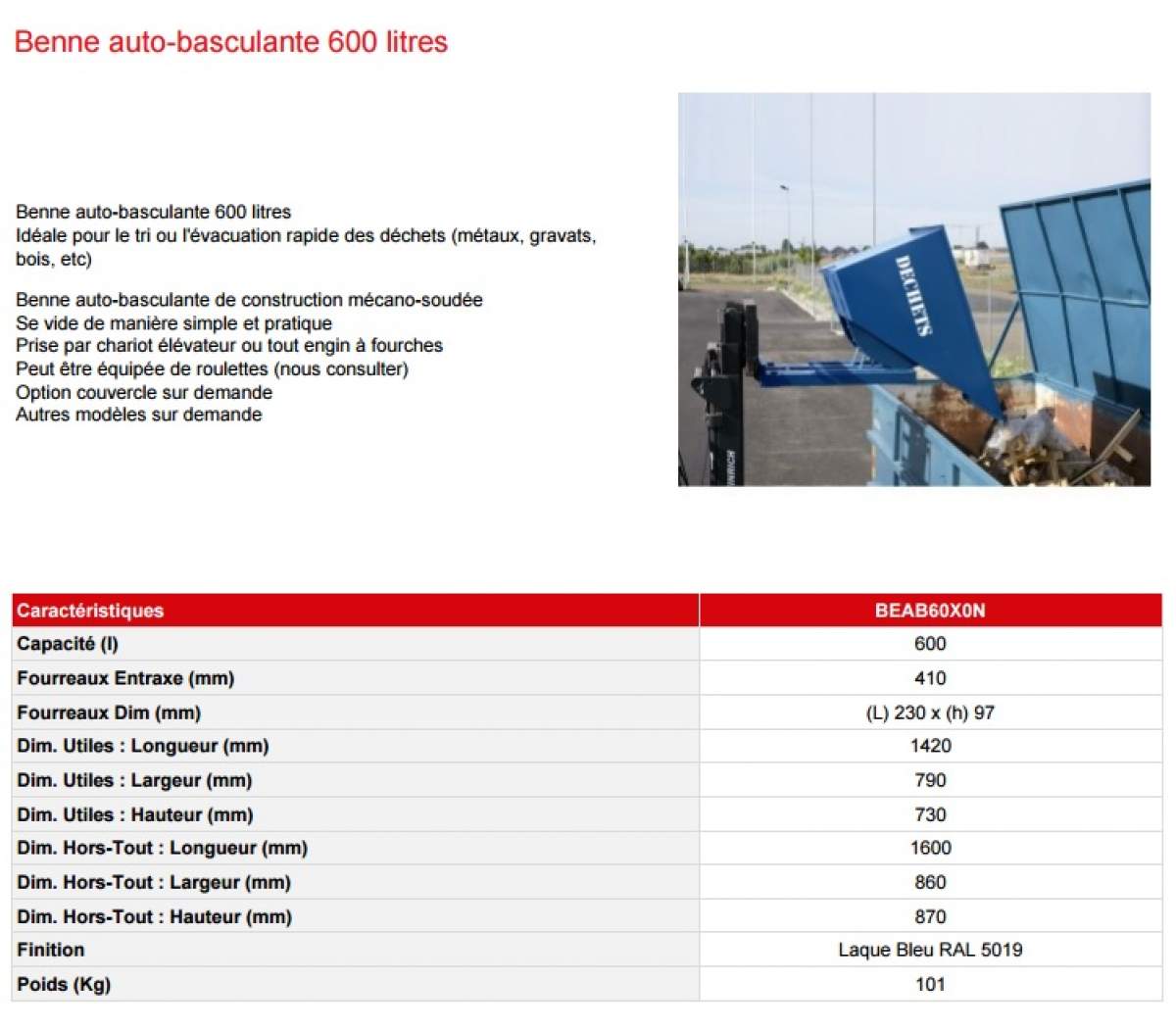 BENNE AUTO BASCULANTE