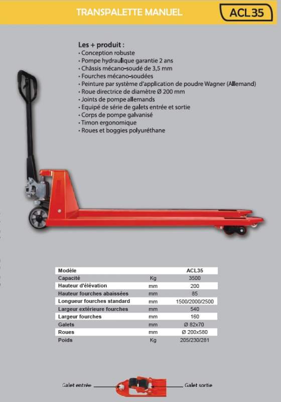 TRANSPALETTE LONGUES FOURCHES