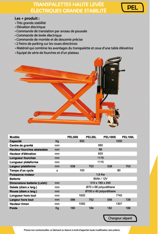 TRANSPALETTE HAUTE LEVEE